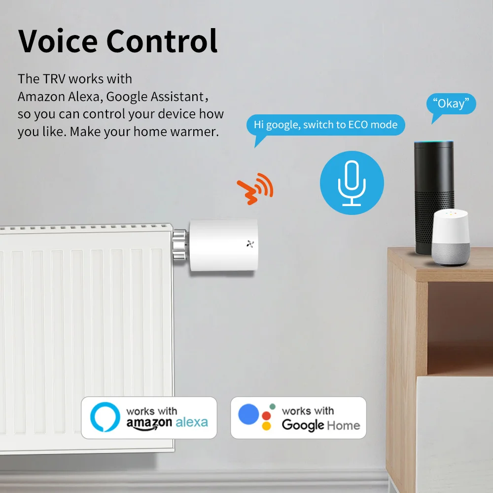 Tuya radiator valve thermostat Zugbee TRV programmable smart temperature controller control smart life Alexa Google Home