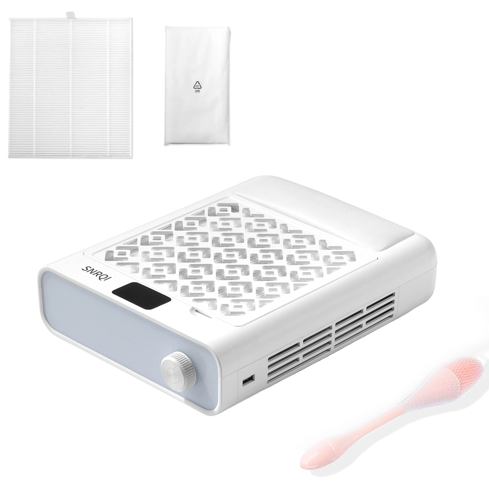 Turbo Brushless Nail Dust Collector with Armrest Pro 5-Speed Vacuum Fan Powerful Suction with 10 Filter Papers & Dust Brush