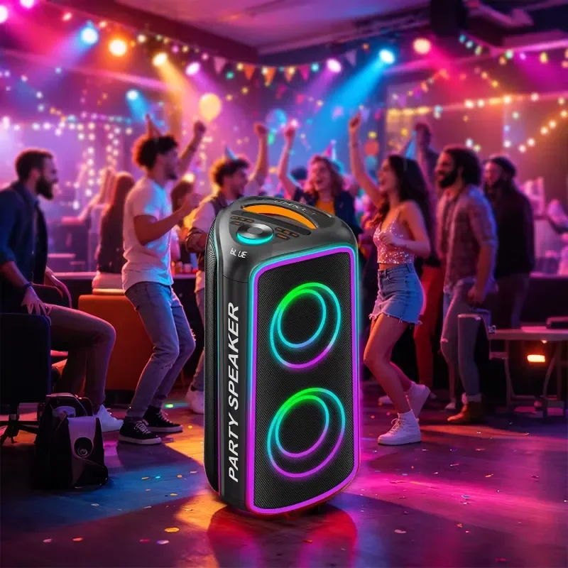 for 360 Degree Triangular Speaker with RGB Light Bluetooth Portable Tower Speakers for Party Activities