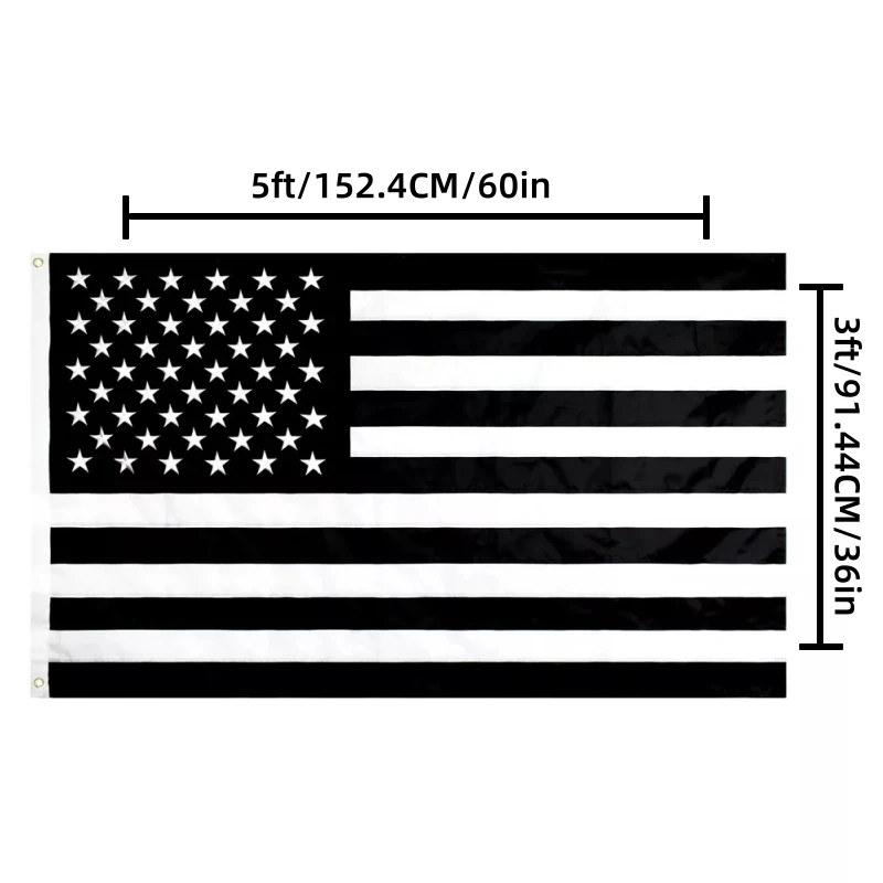 1 / 3 / 5P Embroidered Black and White American Protest Flag, American Holiday Flag Decorative Gift Patio House Banner