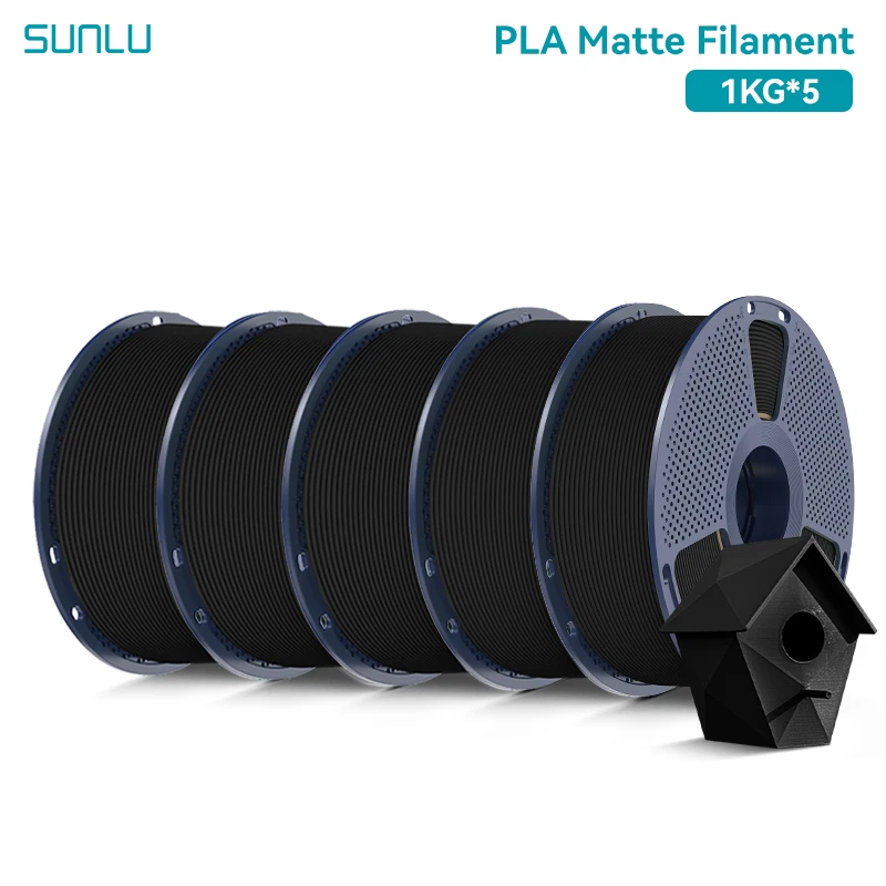SUNLU PLA Matt 5KG 1,75mm 3D-Filament 1KG - Hochgeschwindigkeit, Geringe Verformung, 20+ Farben | 0,02 mm Präzision & Umweltfreundliches Material