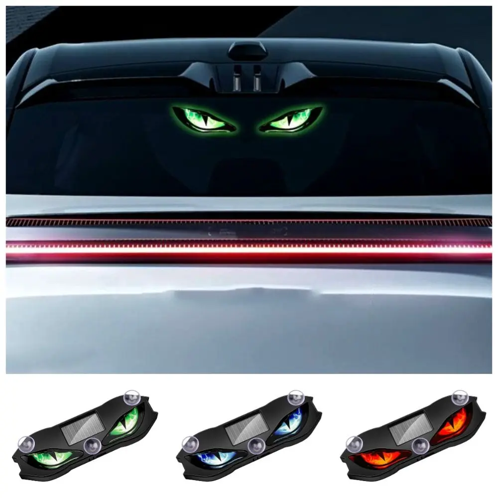 Creative Car Demon Eye Light Cool Flashing Solar Warning Light Safety Suction Cup Installation Rear Window Light Auto Decoration