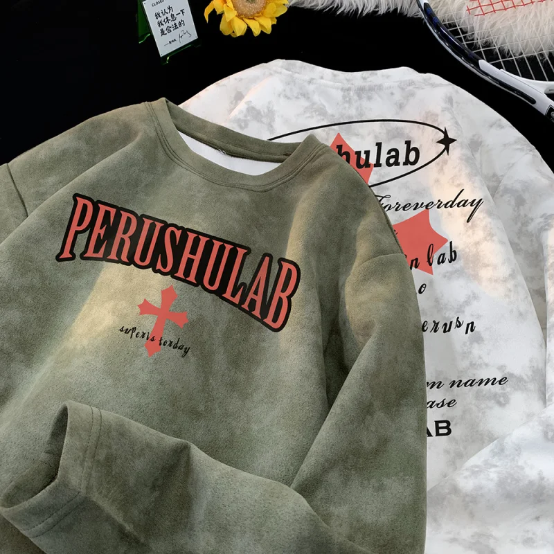 【Mirrordust】سترة هيب هوب من جلد الغزال البارد المخملي بأكمام طويلة ملابس خروج فضفاضة ودافئة مناسبة للرجال والنساء #3