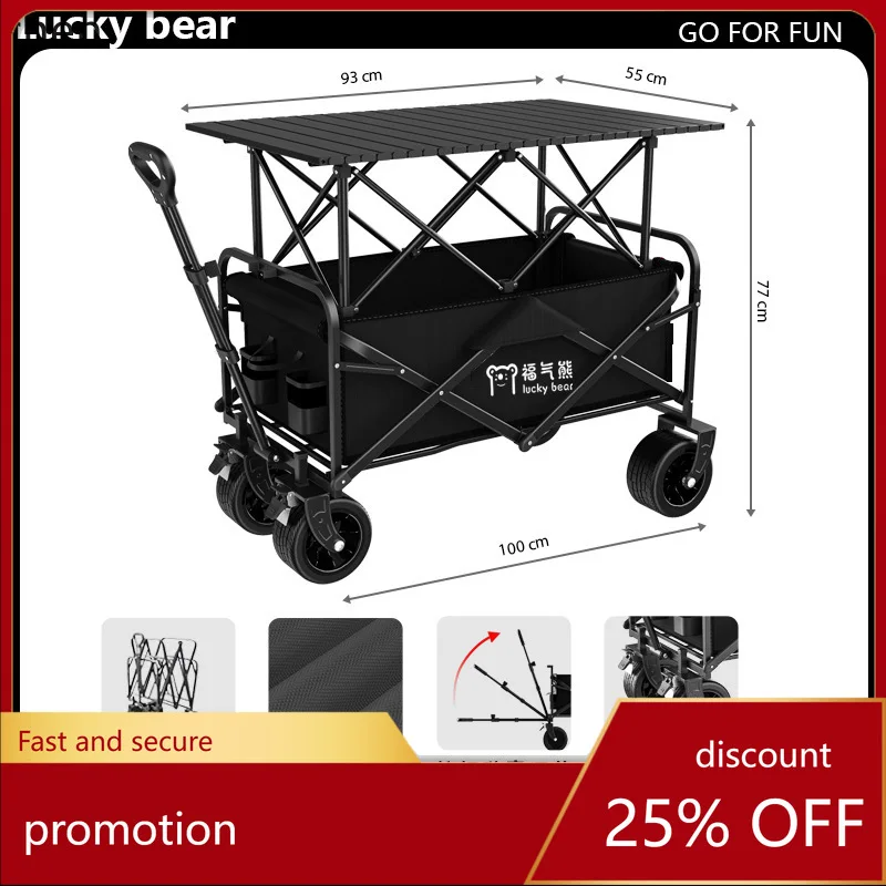 

Hxl foldable night market stall cart outdoor camping portable bbq table mobile