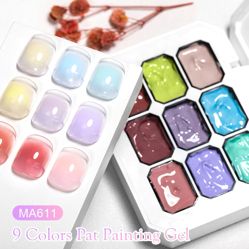 9 ألوان معكرون بات اللوحة جيل للأظافر البولندية الملونة الفلورسنت مسمار الفن دهان داي هلام الورنيش UV/LED نقع قبالة مانيكير #5