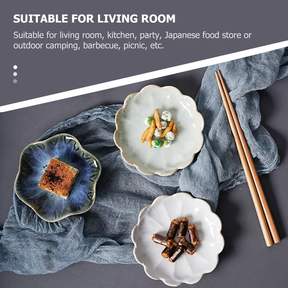 

3Pcs Ceramic Sauce Dishes Simple Design Seasoning Tray for Kitchen Party Bbq Appetizers Condiments Soy Sauce Vinegar Plates