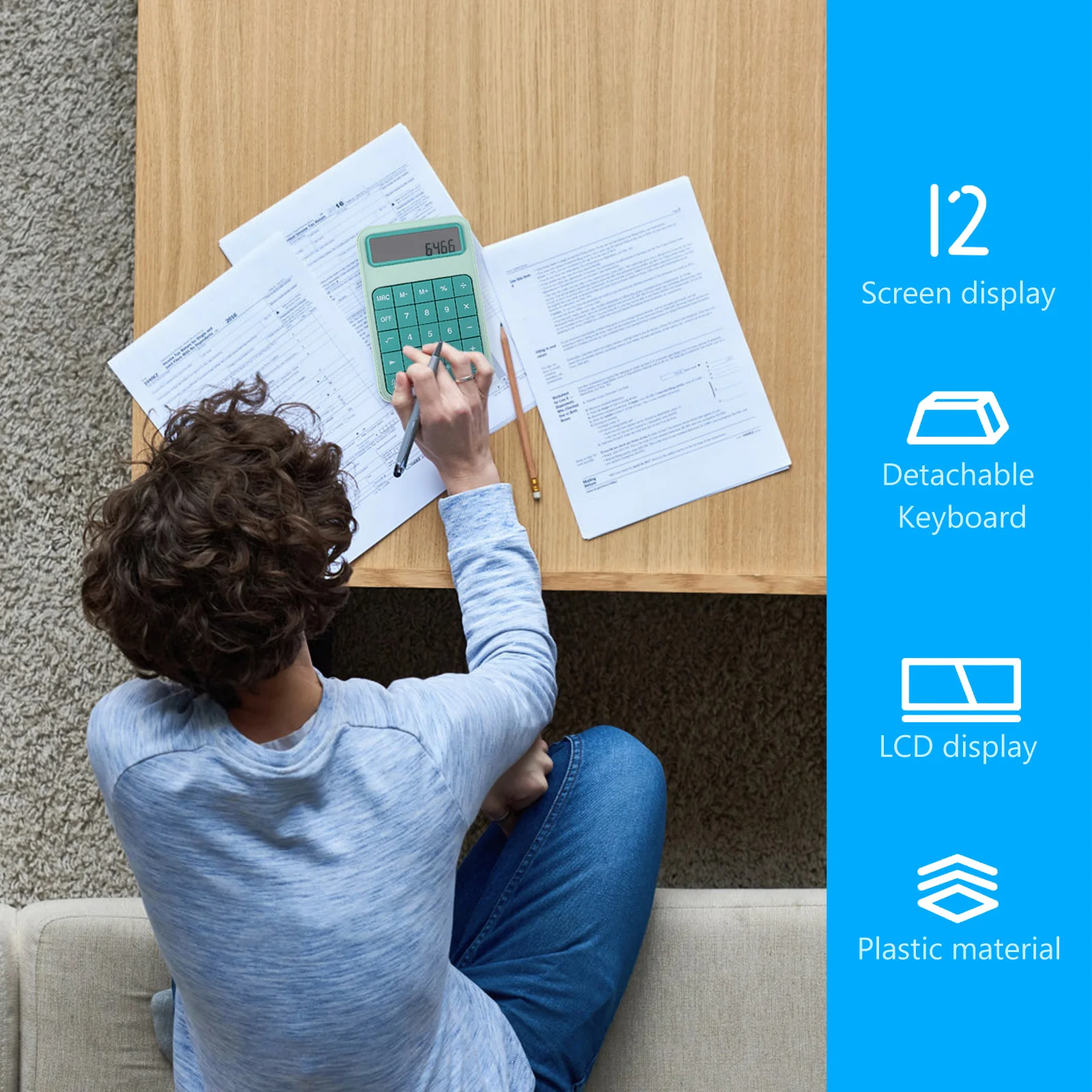 

1pc 12- Lcd Abs Acrylic Office Calculator Portable Electronic Calculator For Students Office Workers Accountants