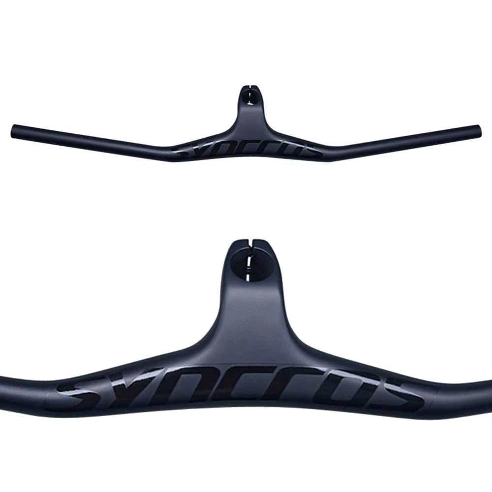Syncros Handlebar Mountain Bike Integrated Handlebars With Stem -17 Degrees Carbon Fiber Bar MTB Bike Handle Bar Matte Black