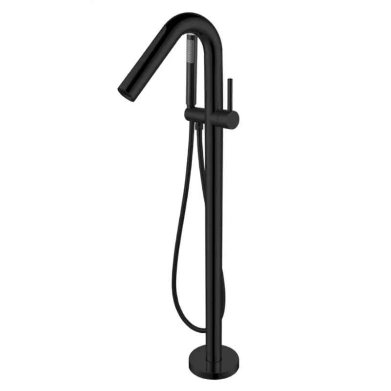 Black Tub Edge Mount Bath Faucet with Spout and Hand Shower