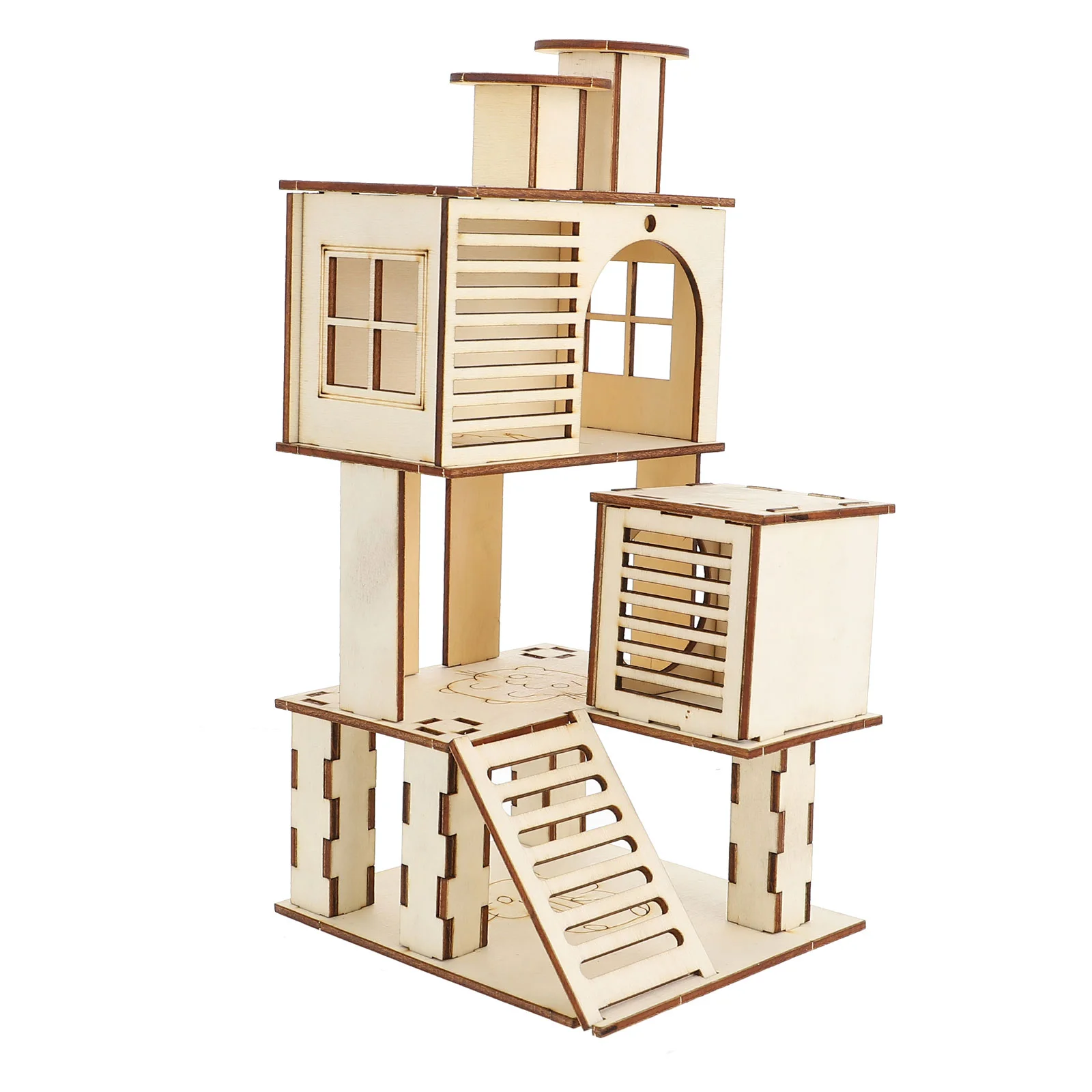 

Hamster Ladder Small House Animal Wooden Playground Wood Chinchilla Cage Platform Hideout Accessories Hedgehog Rat Stand Ramp