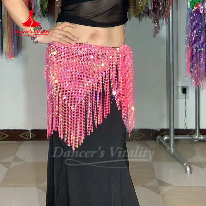 Dancer's Vitality BellyDance Fransengürtel für Damen, Senior AB, Steine, Dreieck, Quaste, Hüfttuch für Erwachsene und Kinder, orientalischer Tanz, Übungszubehör 3