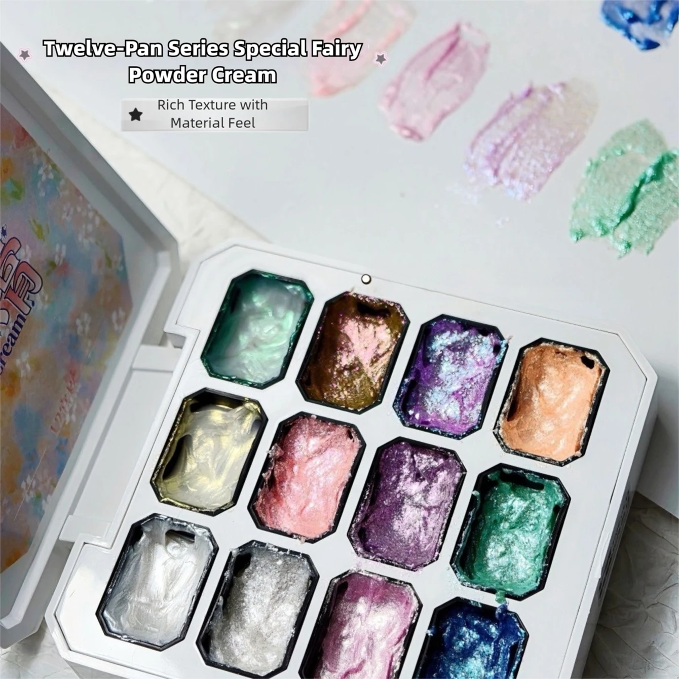 12-color Fairy Pearl Light Powder Nail Art Solid Magic Mirror Powder Three-dimensional Relief Painting Glue Mermaid Aurora Mirro