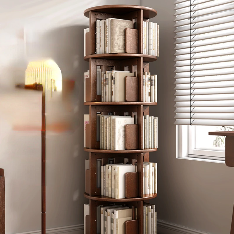 

Full solid wood rotating bookshelf, 360 degree bookshelf, home reading storage, picture book rack, children's internet celebrity