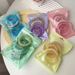 6Pcs/set Candy Color Telephone Wire Hair Rope Colorful Rubber Band Elastic Hair Tie Head Bands Hair Accessories