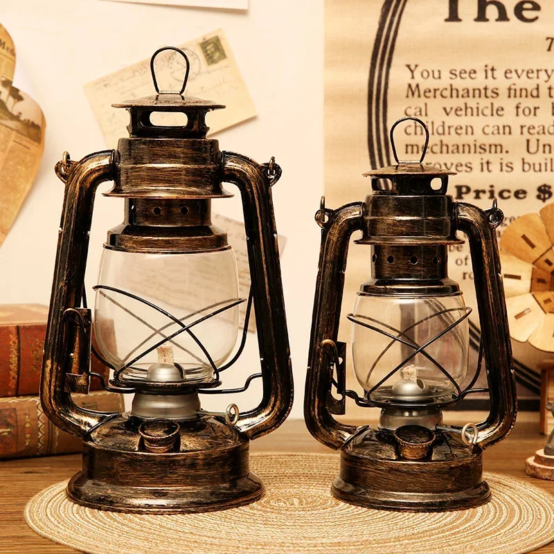 Old-style retro kerosene lamp camping portable lantern age nostalgic old objects photography props decorations ornaments