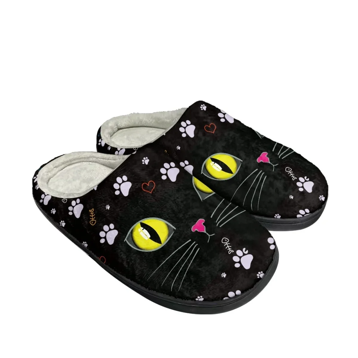 Fashion Cat Design Women Home Slippers Bedroom Couple Flats Cotton Slipper Zapatos Autumn Winter Warm Cozy Men's Comfy Footwear