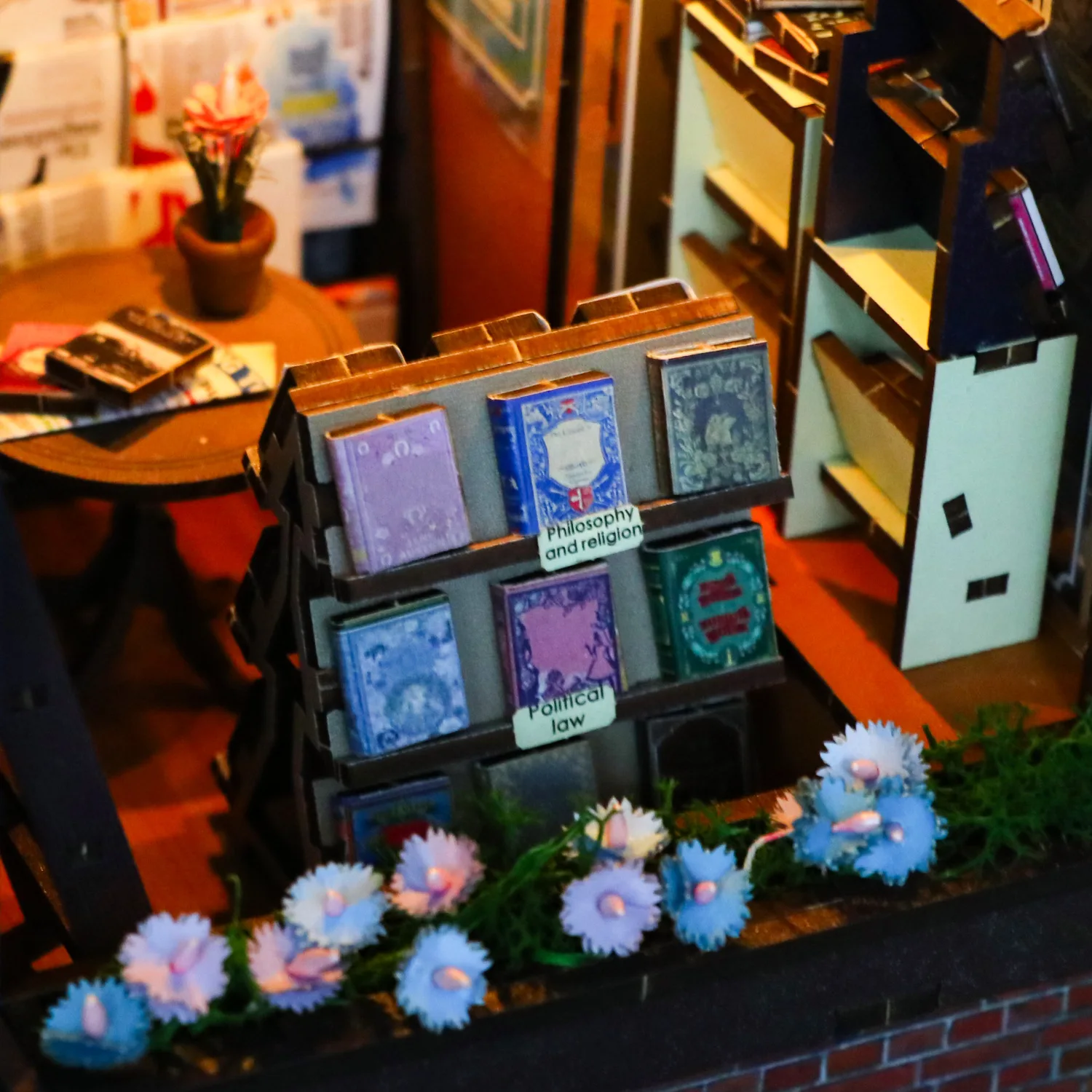 Mini Book Nook DIY Kit - Modelo de pasta de quebra-cabeça 3D com luz LED |   Brinquedo artesanal de estante em miniatura feito à mão, presente de aniversário requintado 202