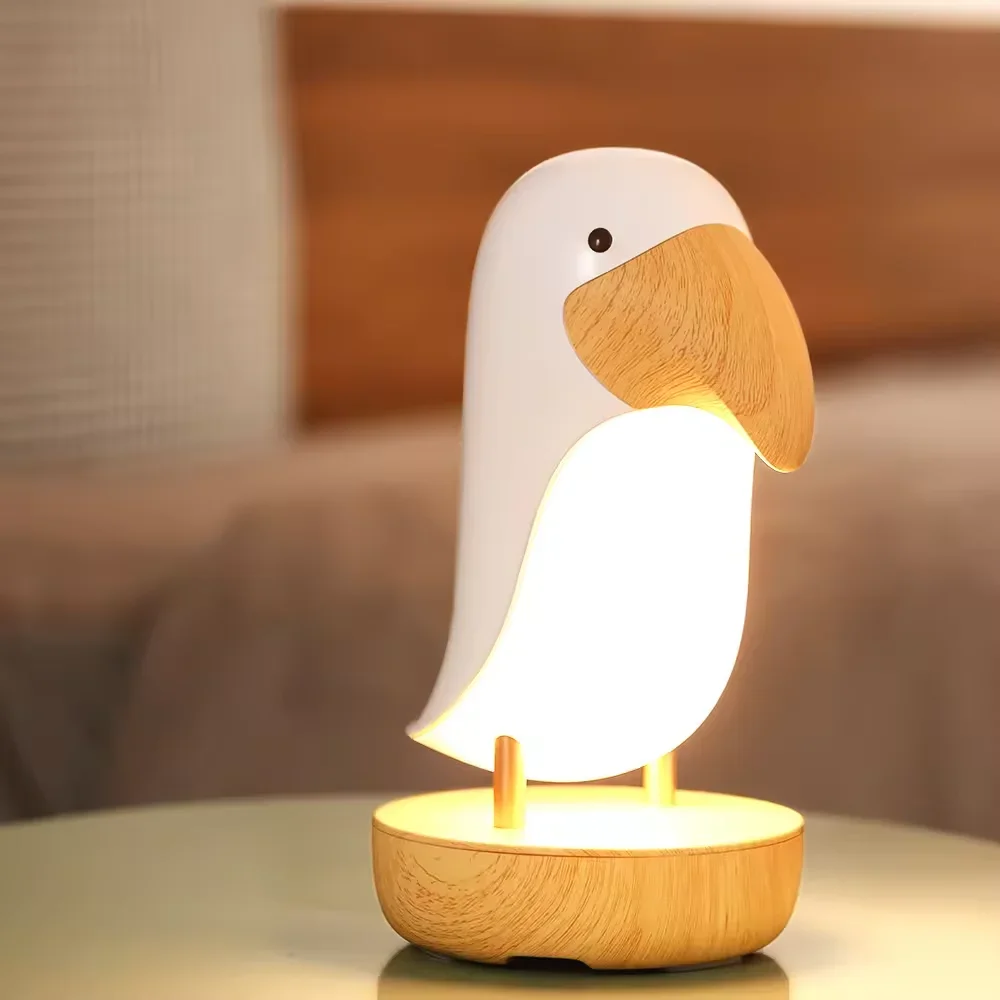 

Small Desk Lamp, Bird Lamp Bedside Lamps with 3 Color,Kids Night Light with Rechargeable Battery for Bedroom Nightstand Bedside