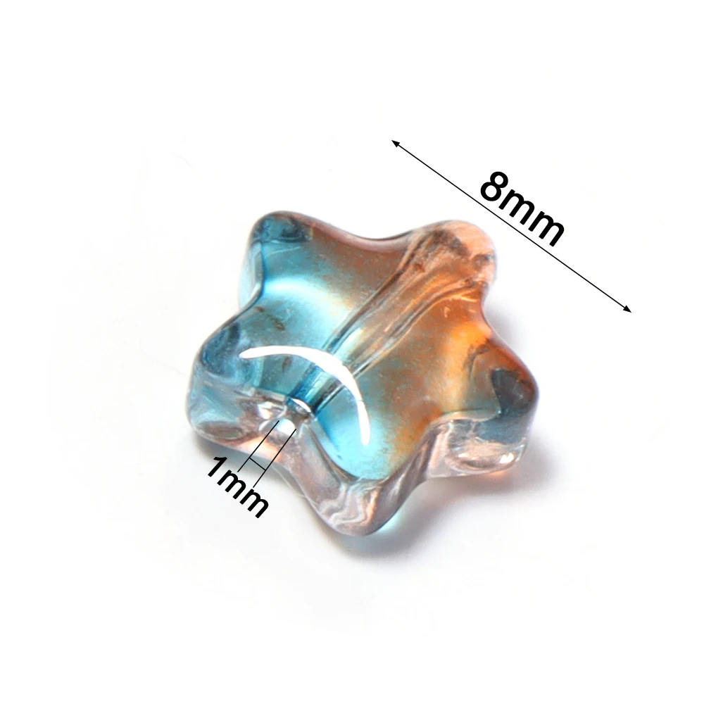 50 Stück 8mm Bunte Fünfzackige Stern-Lampwork-Perlen Lose Abstandshalter-Glasperlen für Schmuckherstellung DIY Armband Schlüsselanhänger Zubehör – Detail 1