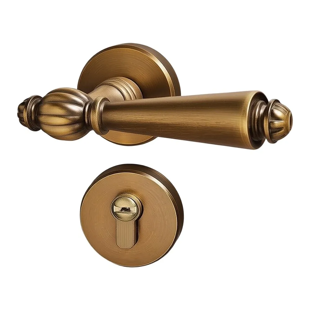 Golden Aluminum Style Pumpkin Lock for Bedroom Doors Magnetic Quiet Closing and Elegant For Retro Compatibility