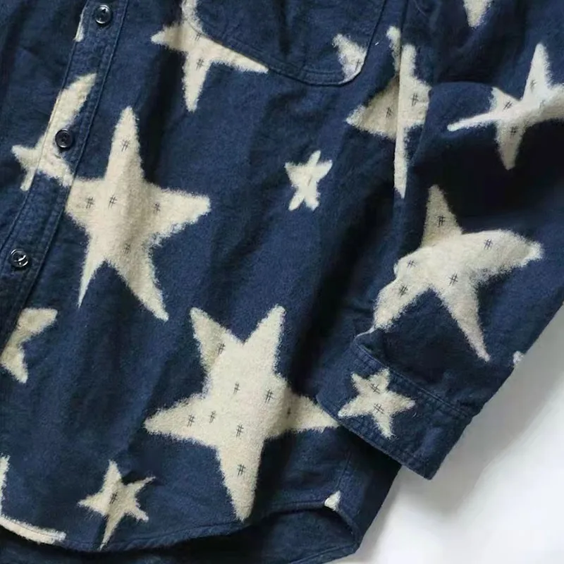 

KAPITAL 22SS Japanese Sle Long Sve irt Wax Dyeing Waed Pleated Loose Casual Trendy Men's Clothing