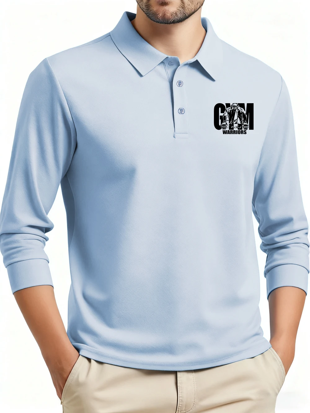Camiseta Polo con estampado de Gym Warriors Muscle Guys para hombre, camisetas transpirables para todas las estaciones, camisetas de manga larga de otoño, ropa informal para hombre