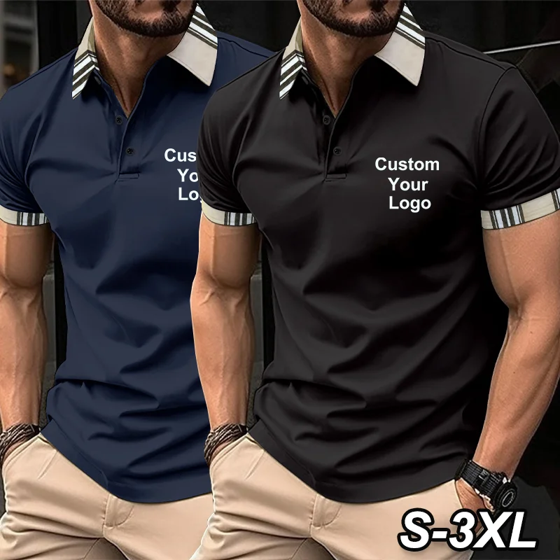 

New T-shirts Summer Fashion Mens Custom Your Logo Polo T-Shirt Ribbing Golf Shirt Tennis Polo Shirt Clothes for Men