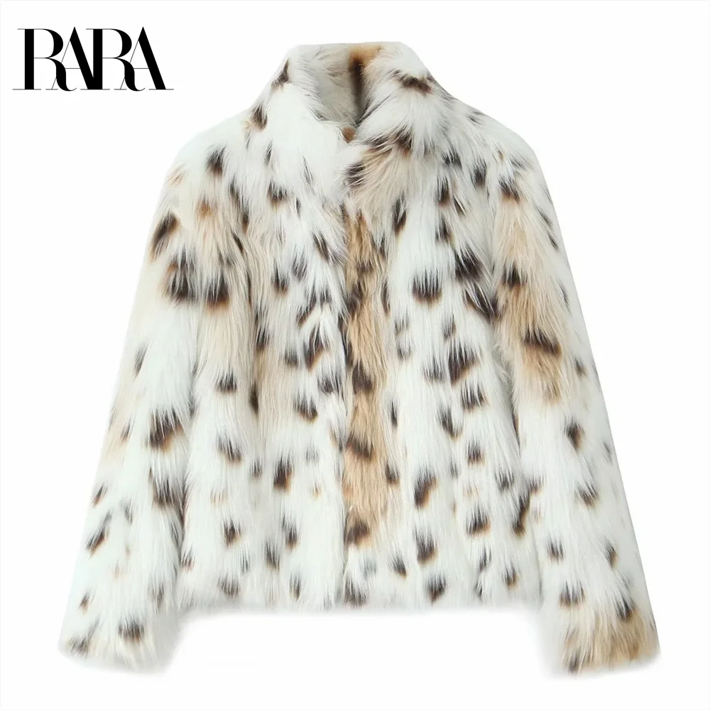 2024 RARA spotted effect loose temperament versatile long-sleeved warm jacket winter new women's clothing