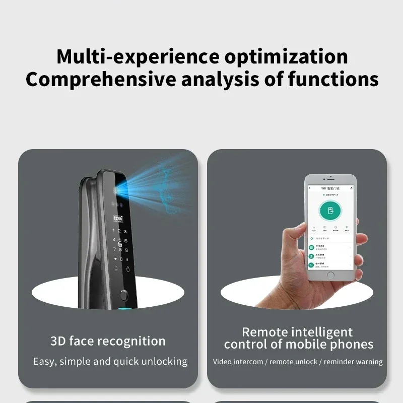 TUYA  3D Facial Recognition Fingerprint Smart Door Lock Wifi APP Remote Control Home Electronic Password Door Lock