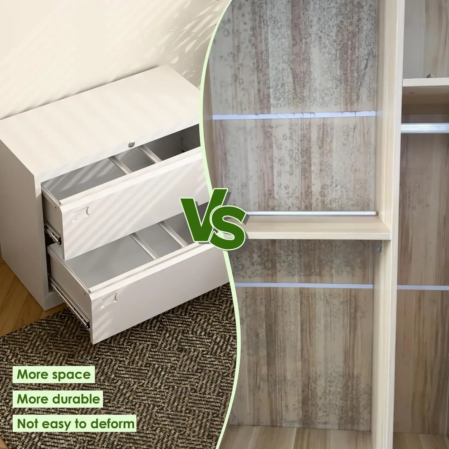 [بيع ساخن، مخزون محدود! ] خزانة ملفات جانبية ذات درجين، خزانة ملفات معدنية قابلة للقفل مع بطاقة الاسم، مناسبة للمكتب المنزلي S