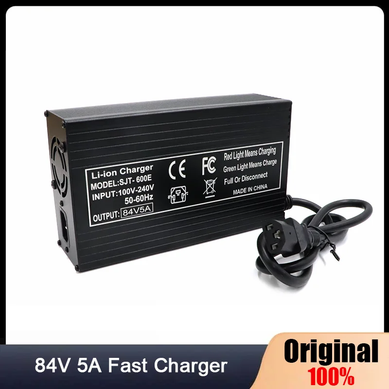 Lithium Fast Charger 84V 5A 100V-220V For 72V 20S Electric Scooter Electric Motorcycle Intelligent Charging IEC Power Plug