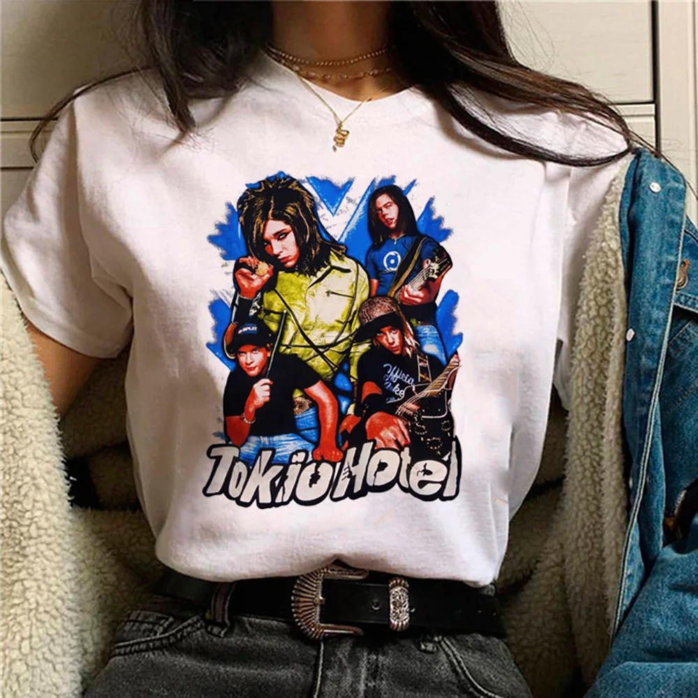 Camiseta divertida de anime harajuku para mujer, top de Hotel de Tokio, ropa de diseñador y2k para mujer