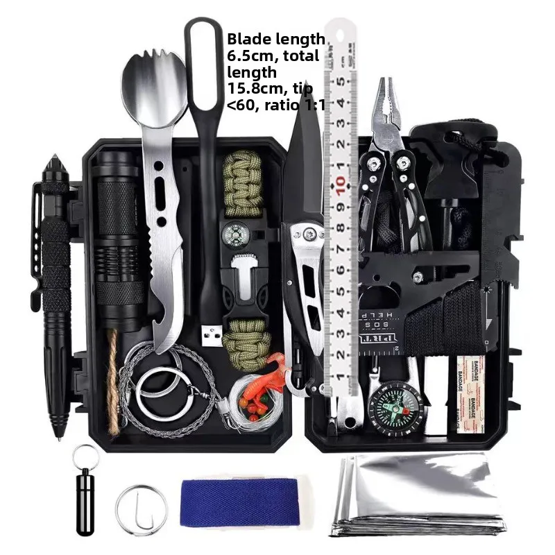 Outdoor survival equipment Tool box 60-in-1 camping set Multifunctional wild survival equipment without Magnesium rod flint