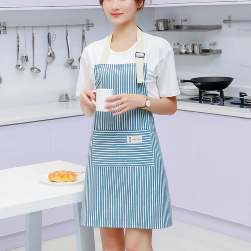 

Waterproof Oilproof Cotton Linen Striped Cooking Baking Grilling BBQ Painting Crafts Gardening Cooking Bib Bib
