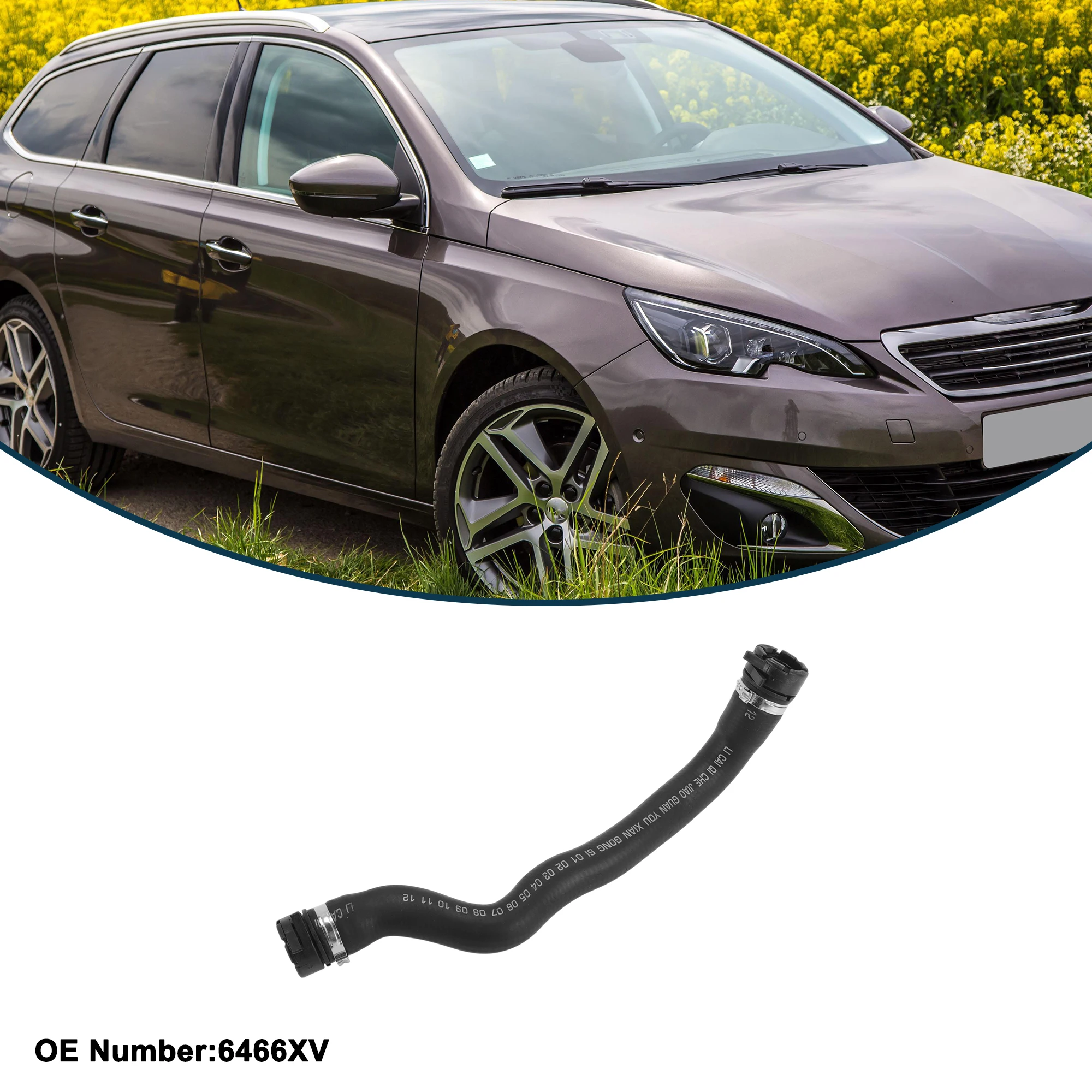 UXCELL Manguera de radiador Manguera de calentador Manguera de salida de radiador para Peugeot 308 2008 No.6466XV Tubo de agua de calefacción de goma Negro 1 Uds