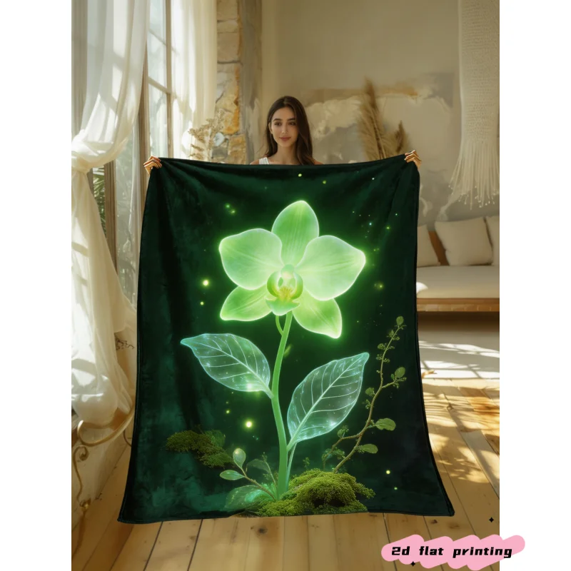 Fantasy Christmas Throw Blanket Neon Glow Arch Christmas Tree Gift Snowflake Sparkling Starry Festive Stylish Pattern  Blanket