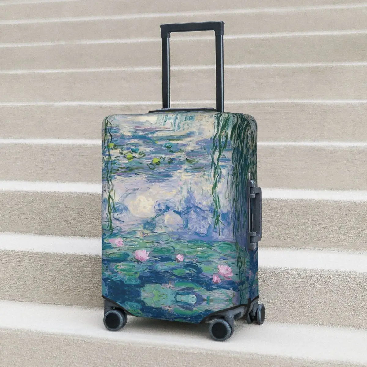 

Water Lilies Claude Monet Fine Art Suitcase Cover Protection Elastic Travel Luggage Protector Covers for 18-32 Inch