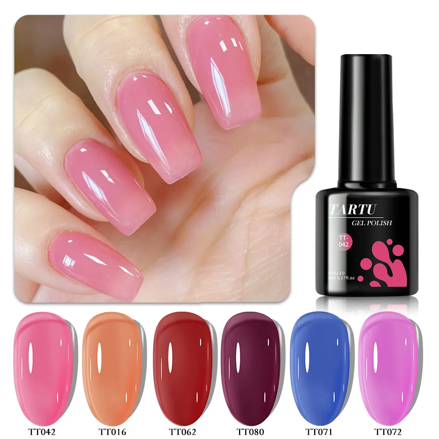 طقم طلاء أظافر جل جيلي جليتر 6 ألوان باللون الفضي والذهبي والأخضر والأبيض والأحمر والأزرق والأرجواني. مقاومة للرطوبة، للأشعة فوق البنفسجية/LED