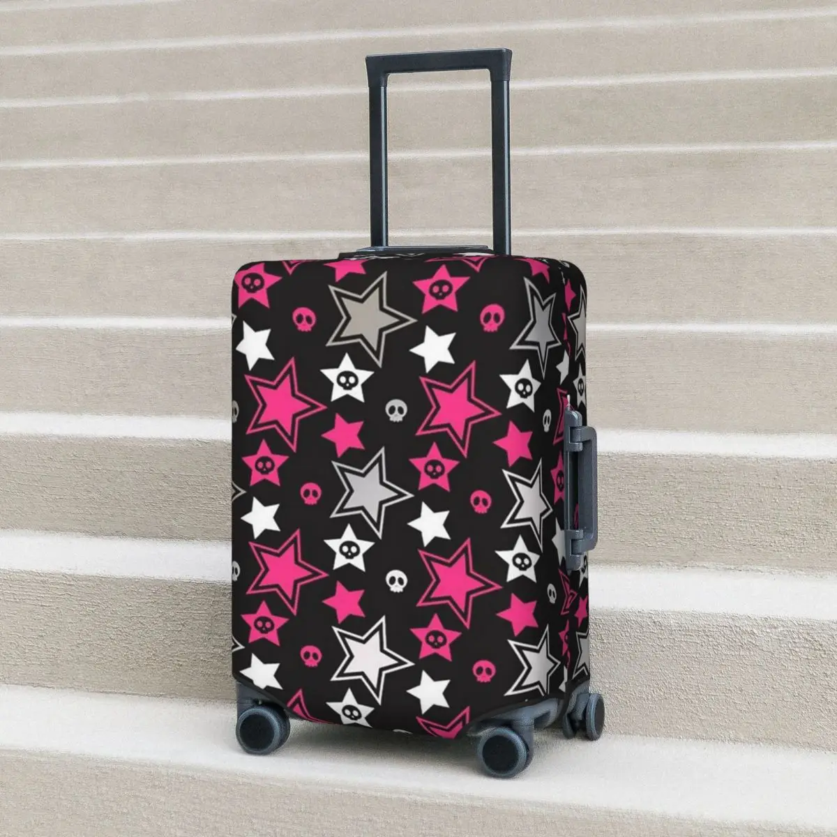 

Черный и розовый чехол для чемодана с эрозевыми звездами, эластичные защитные чехлы для дорожного багажа на 18-32 дюймов