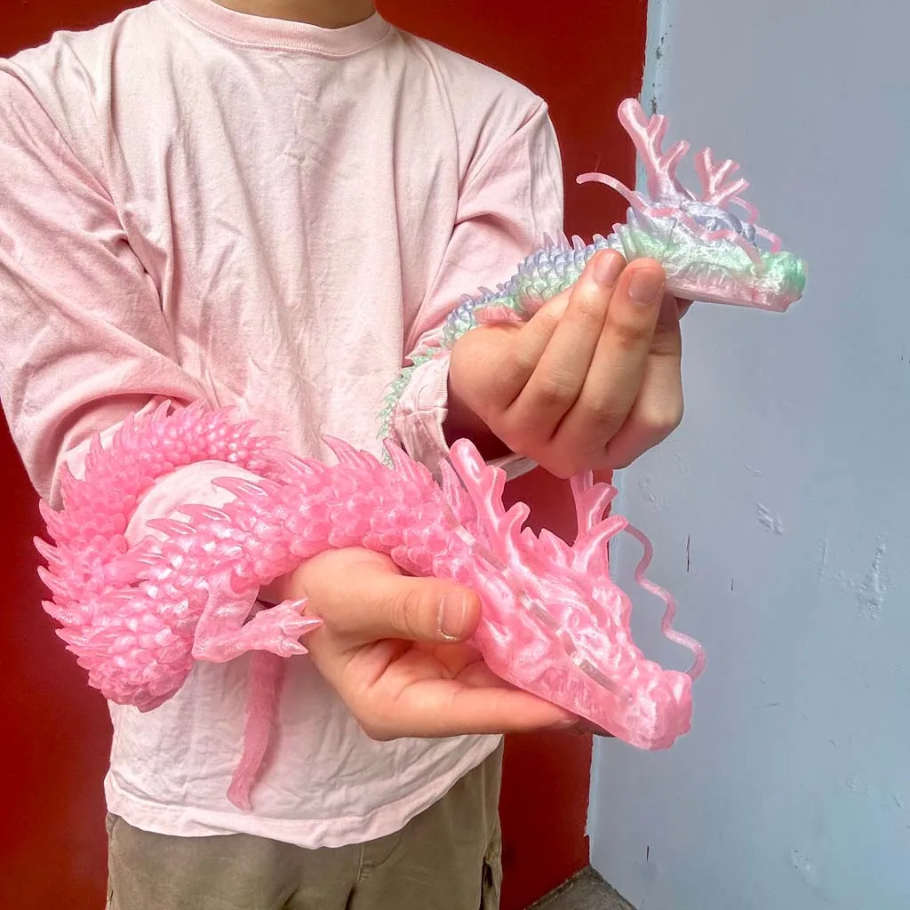 3D printed Chinese Dragon statue, Flexible 3D Printed Animal, Colorful Figurine statue, 90cm/35.43in, 60cm/23.62in, 30cm/11.81in