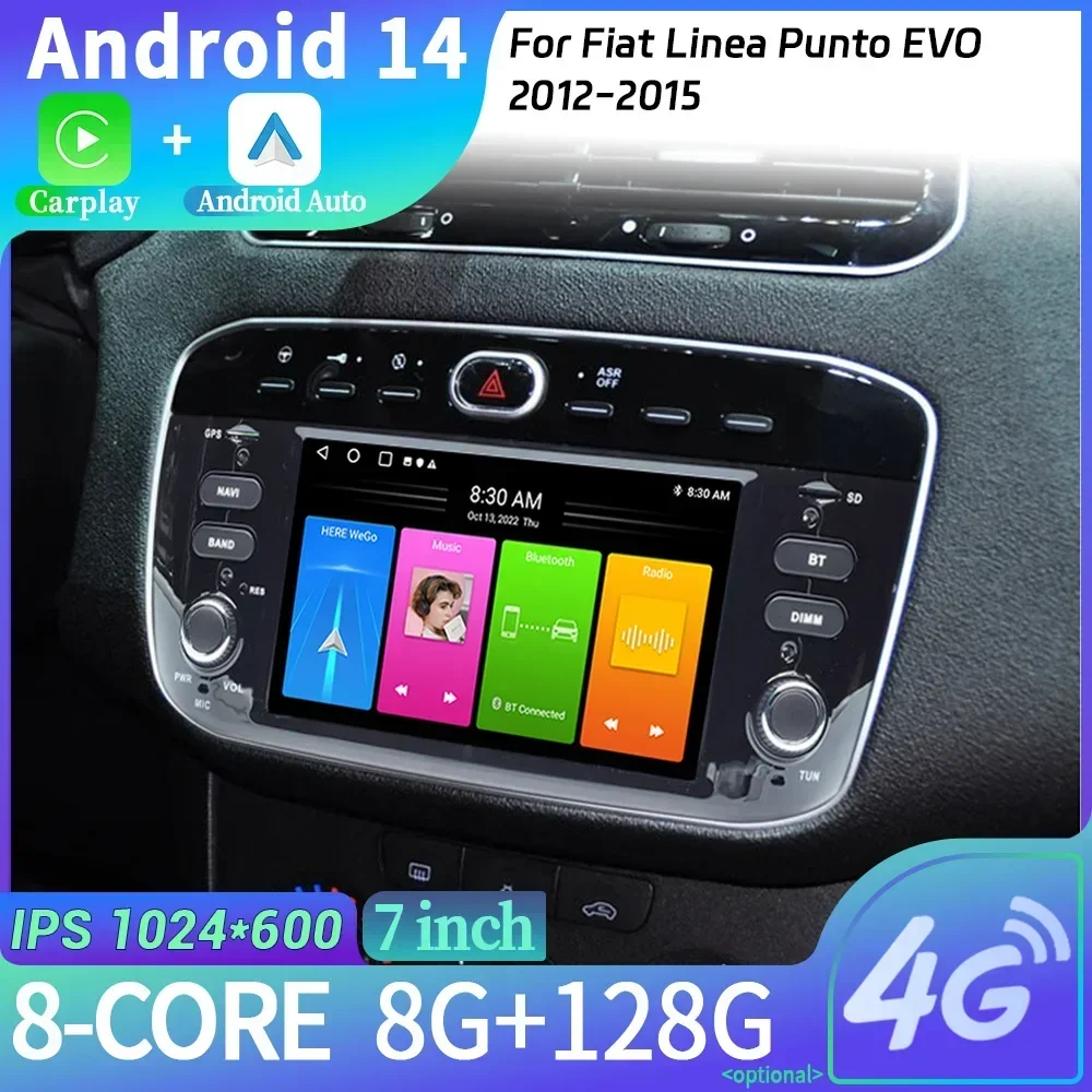 6.2inch Android 13 For Fiat Linea Punto EVO 2012-2015 Car Stereo Unit Multimedia Radio Wireless Carplay Android Auto audio