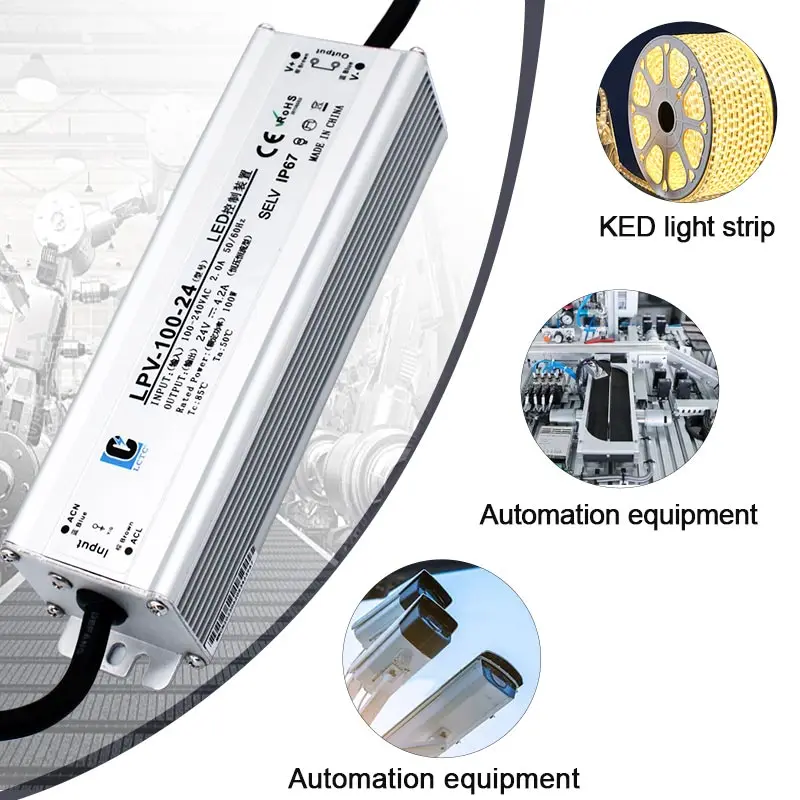 Waterproof Switching Power Supply LPV 100W 120W 150W AC-DC 5V 12V 15V 24V IP67 Constant Voltage LED Driver