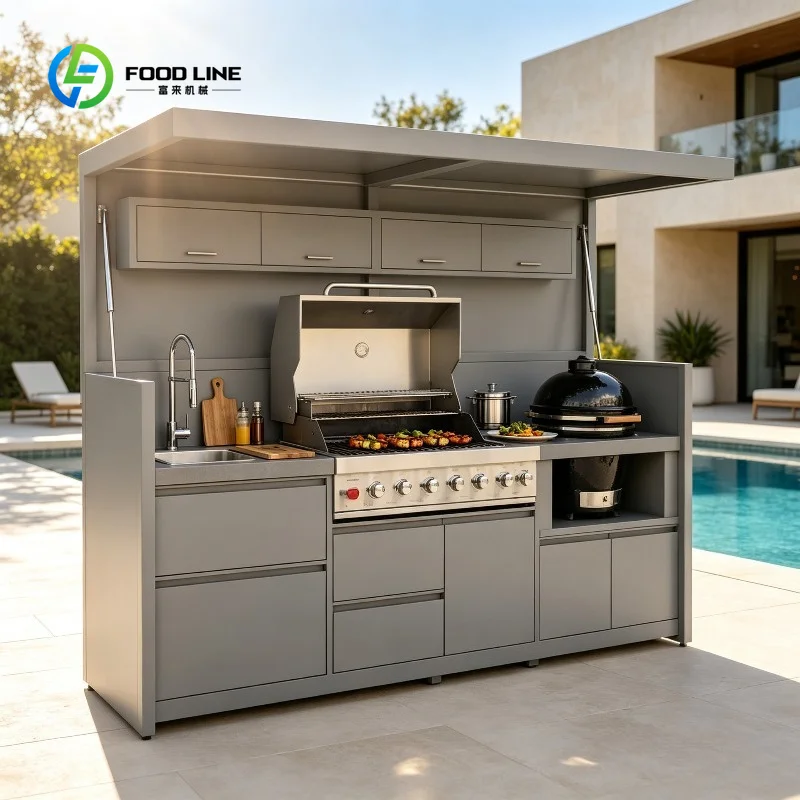 304 Stainless Steel Foldable Outdoor BBQ Grill Kitchen Pod Customized Sunproof Factory Price for Patio Backyard Use