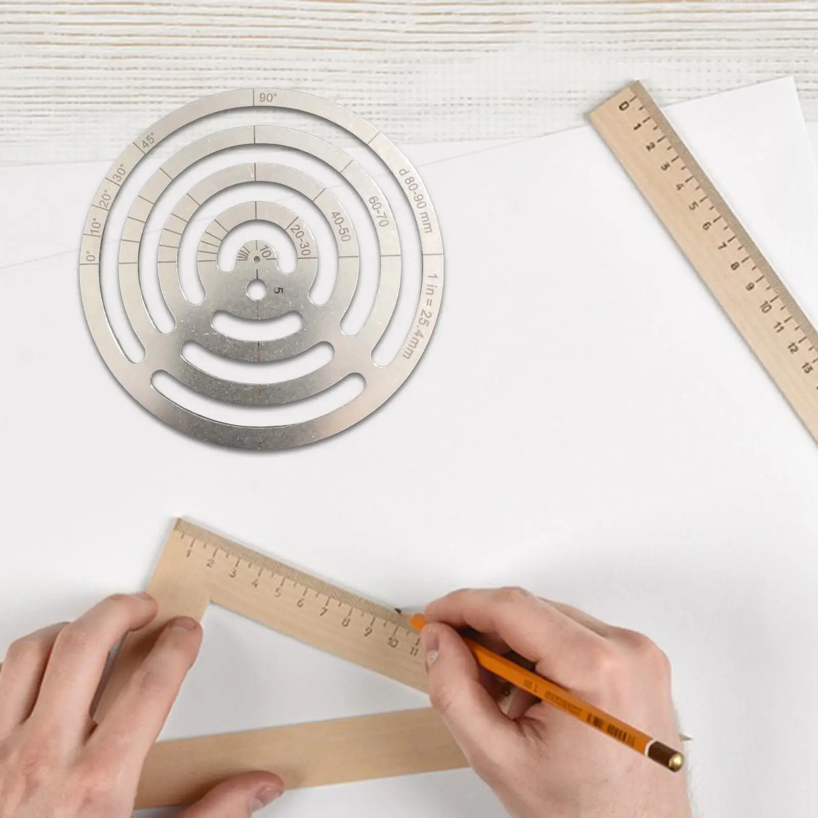 Round Ruler Cutting Template Handmade Circle Drawing Positioning Angle Rounded