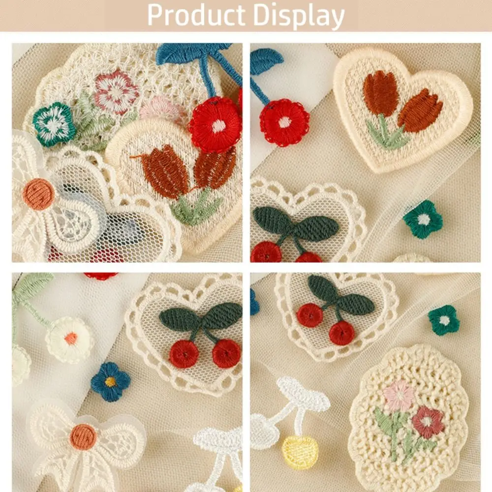 Sew-on Embroidery Patch High Quality Clothing Badge Accessories Cherry Flower Sew-on DIY Applique Clothing Badge Accessories