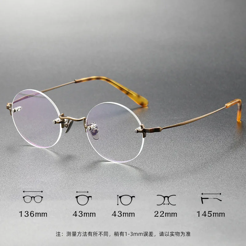 

Ultralight Rimless Mens Eye Glasses Frame Designer Luxury Small Round Prescription Eyeglasses for Men Retro Nearsighted Eyewear