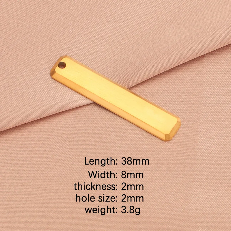 20PCS Stainless Steel Bar Blank Pendant For Engrave Metal Star anise Long Square Bar Tag Plate Mirror Polished