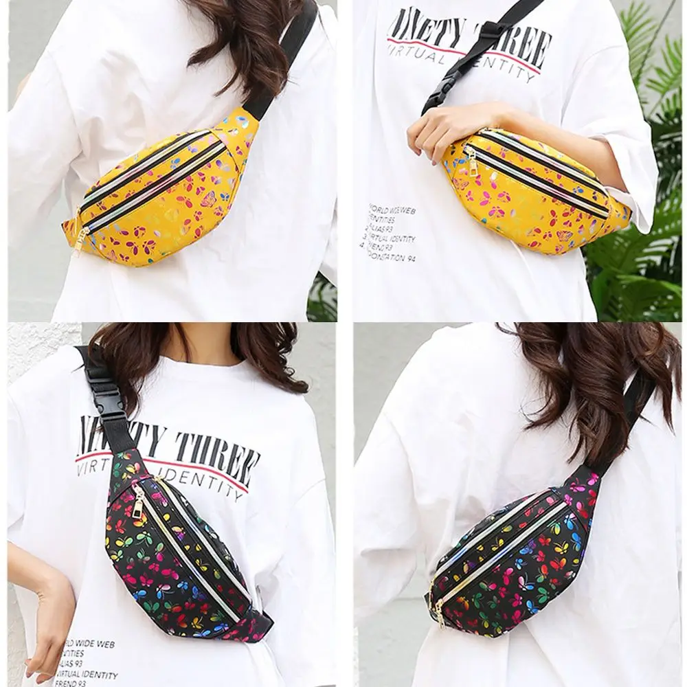 Printed Waist Bag Women Fanny Pack Colorful Girls Bum Bag Travel Cartoon Belt`s Bag Festival Mobile Phone Pouch Purse