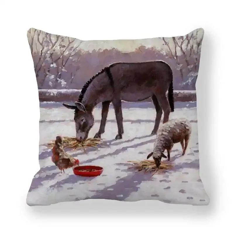 Christmas Robin Bird throw pillow cover with short plush print for living room sofa decoration cushion cover pillow covers