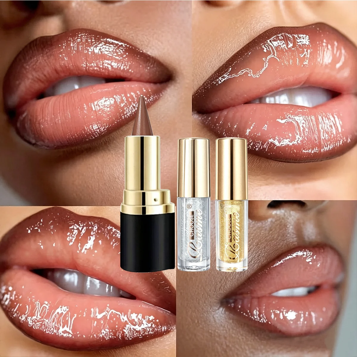 Choose Rasme Nude Lipliner Lipstick Glitter Lip Oil Set European & American Matte Lipstick Stackable Shiny Moist Lip Gloss